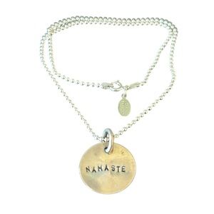 Namaste Handstamped Sterling Silver Pendant on Sterling‎ 15” Ball Chain